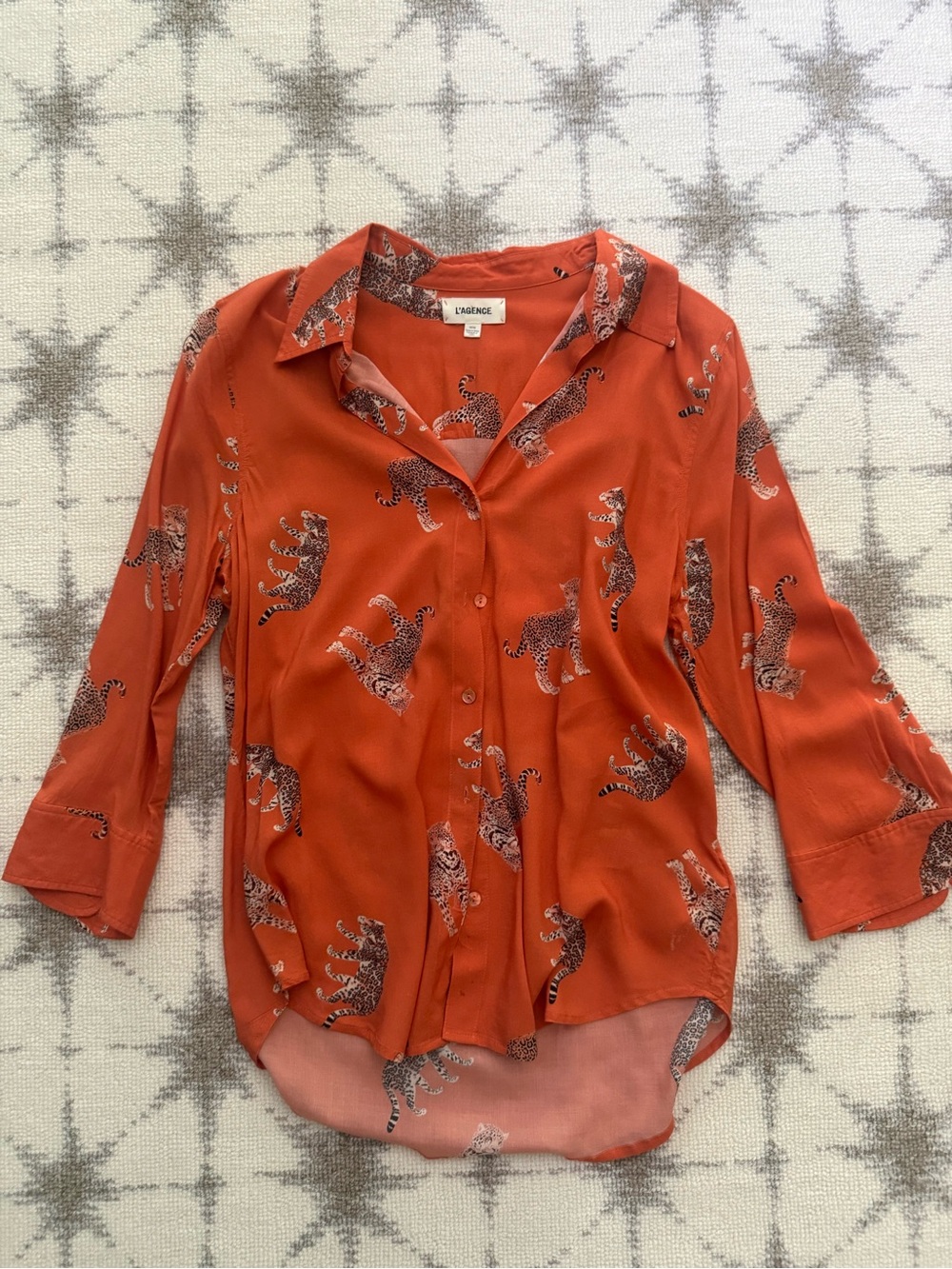 L'AGENCE Rust Leopard-Print Button Down Shirt